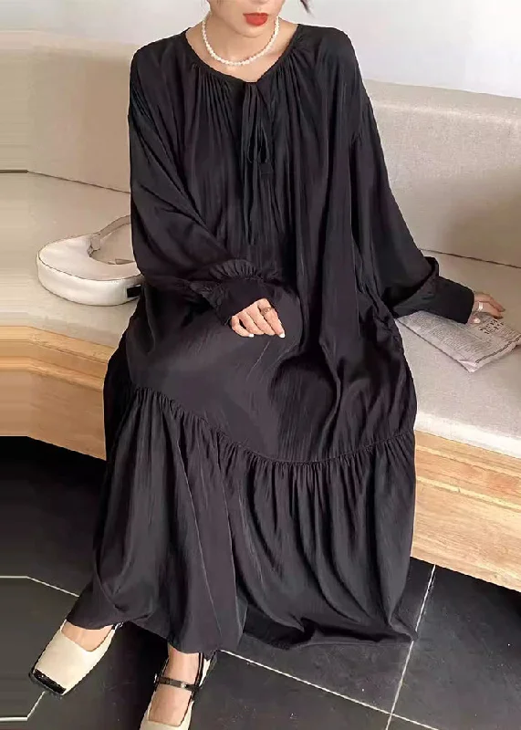Dress up or down with these versatile pieces   Casual Black Oversized Cotton Maxi Dress Spring