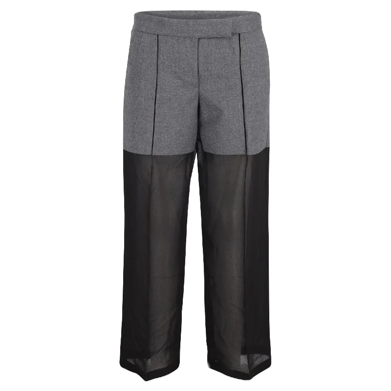 High-quality women’s wear for everyday elegance   Viktor & Rolf Two-Tone Pants in Black and Grey Wool