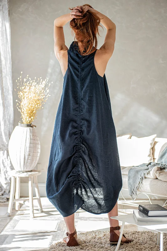 Clothing that’s as bold as you are   Cowl Neck Linen Dress in Midi Length