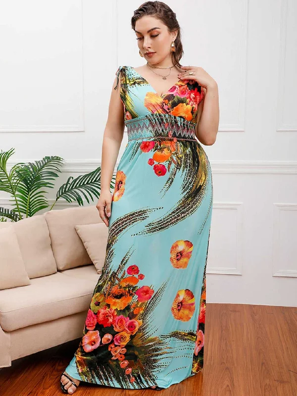 Confidence-boosting clothing for women   KittenAlarm - Plus Size Surplice Front Smocked Waist Maxi Dress