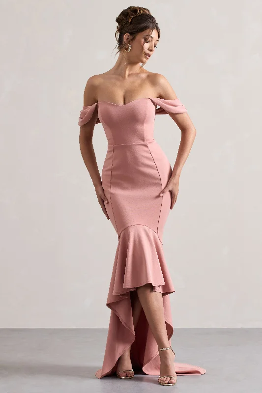 Summer-ready fashion for stylish women Cotillion | Blush Sweetheart High-Low Maxi Dress With Ruffle Hem Summer-ready fashion for stylish women Cotillion | Blush Sweetheart High-Low Maxi Dress With Ruffle Hem