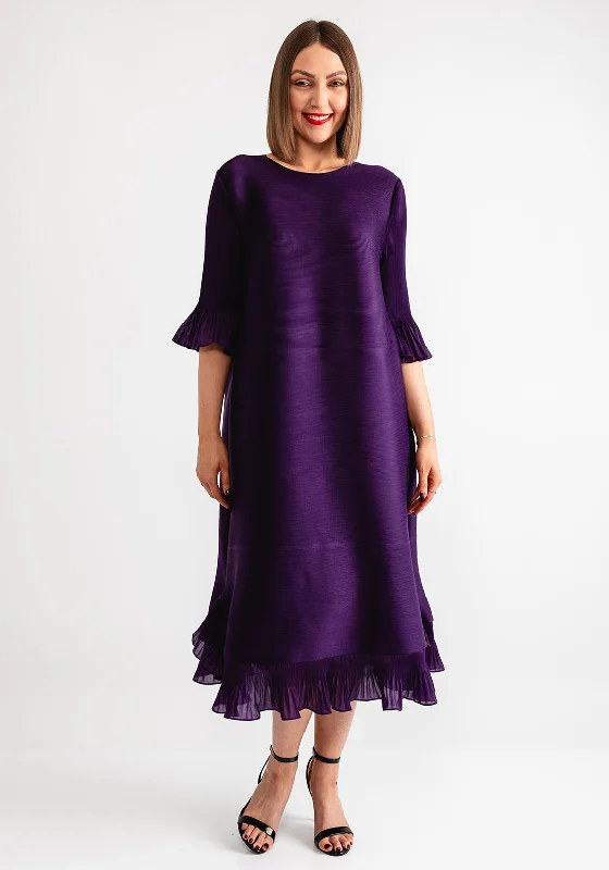 Trendsetting women’s clothing for fashion lovers   Thanny Ruffle Trim Midi Dress, Purple