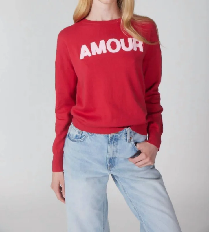 Refresh your wardrobe with high-quality women’s fashion   Amour Crew Sweater In Red