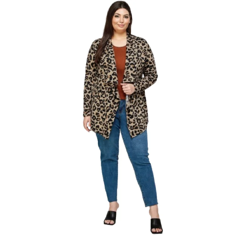 Fashion-forward styles that make a statement   Plus Size, Animal Leopard Printed Knit Cardigan