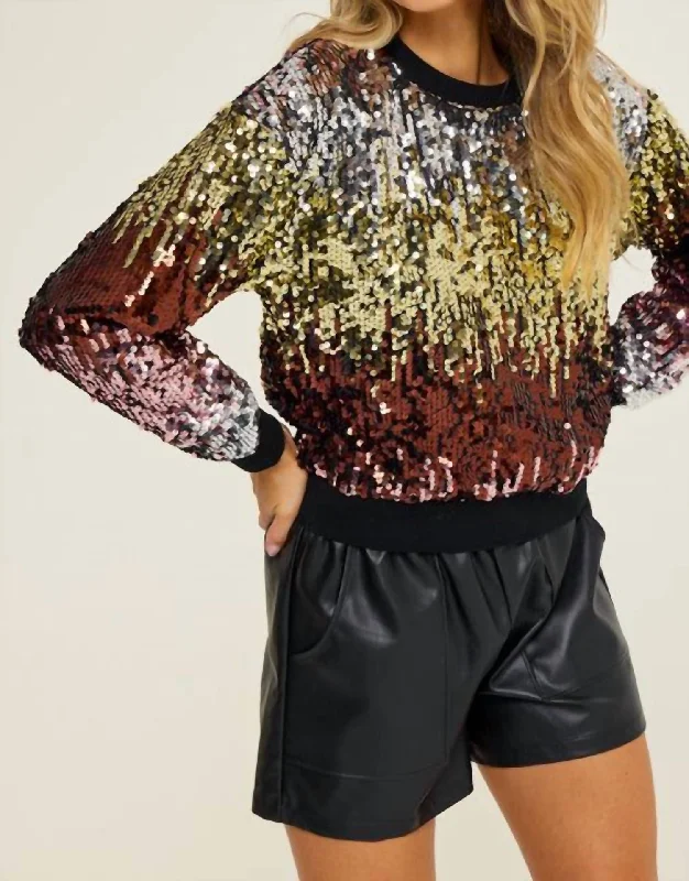 Women’s fashion that reflects your personality   Sequin Ombre Sweater In Black Multi