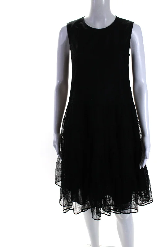 Bold and beautiful clothing for every woman   Adeam Womens Lace Crew Neck Sleeveless A Line Midi Hanabi Dress Black