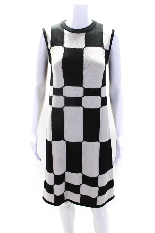 Chic, modern looks for the stylish woman   'S Max Mara Womens Beige Black Checker Crew Neck Sleeveless Tank Dress