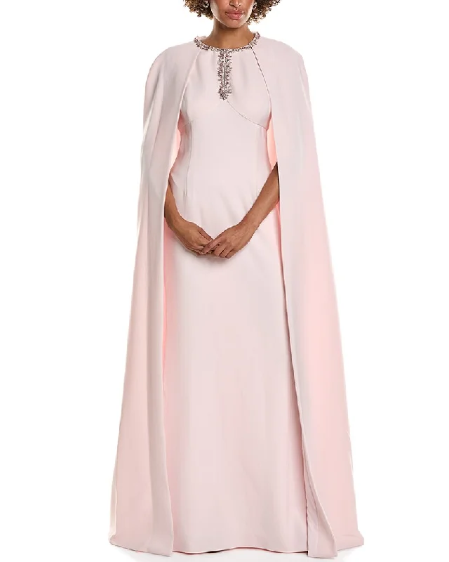 Sleek and sophisticated fashion for modern women   Teri Jon by Rickie Freeman Crepe Jewel Trim Keyhole Gown