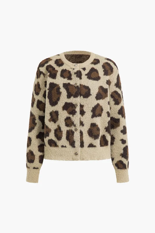 Timeless women’s fashion for any occasion   Leopard Print Knit Button Cardigan