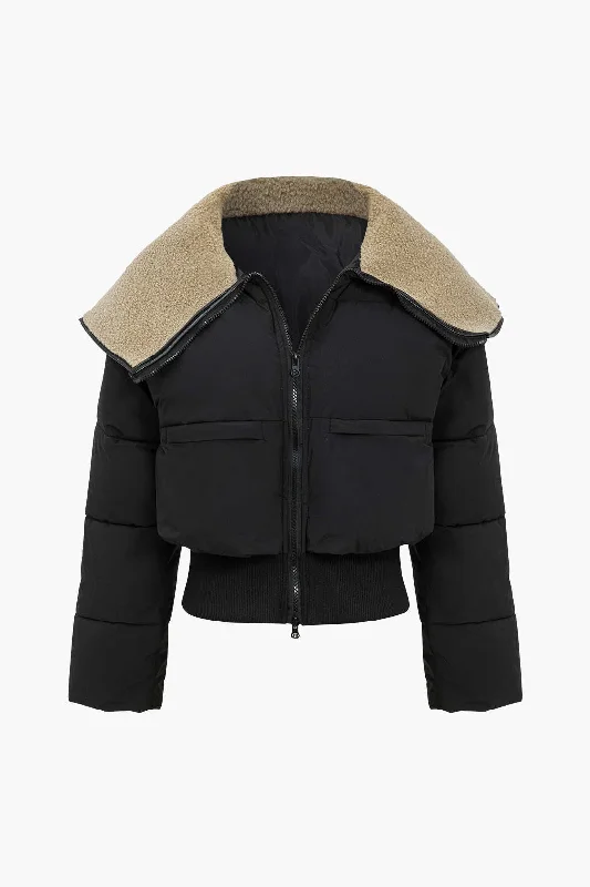 Classic pieces for a timeless wardrobe   Sherpa Collar Zip-Up Puffer Jacket