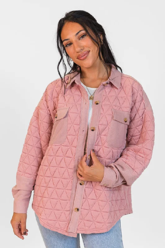 Perfect fashion pieces for the busy woman Off Season Blush Quilted Oversized Shacket Perfect fashion pieces for the busy woman Off Season Blush Quilted Oversized Shacket