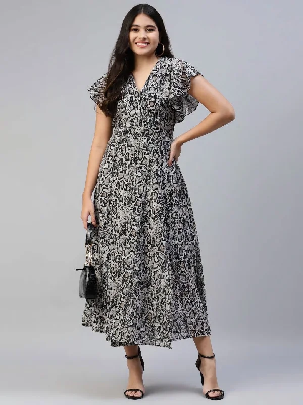 Fashion-forward styles that make a statement   Black Animal Wrap Dress