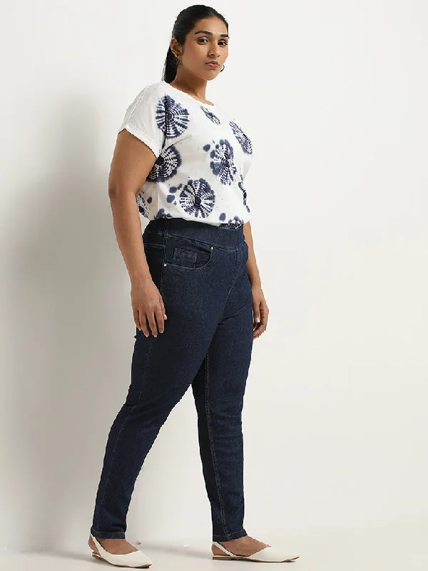 Create a timeless wardrobe with fashionable pieces   Gia Dark Blue Slim Fit Mid Rise Jeggings