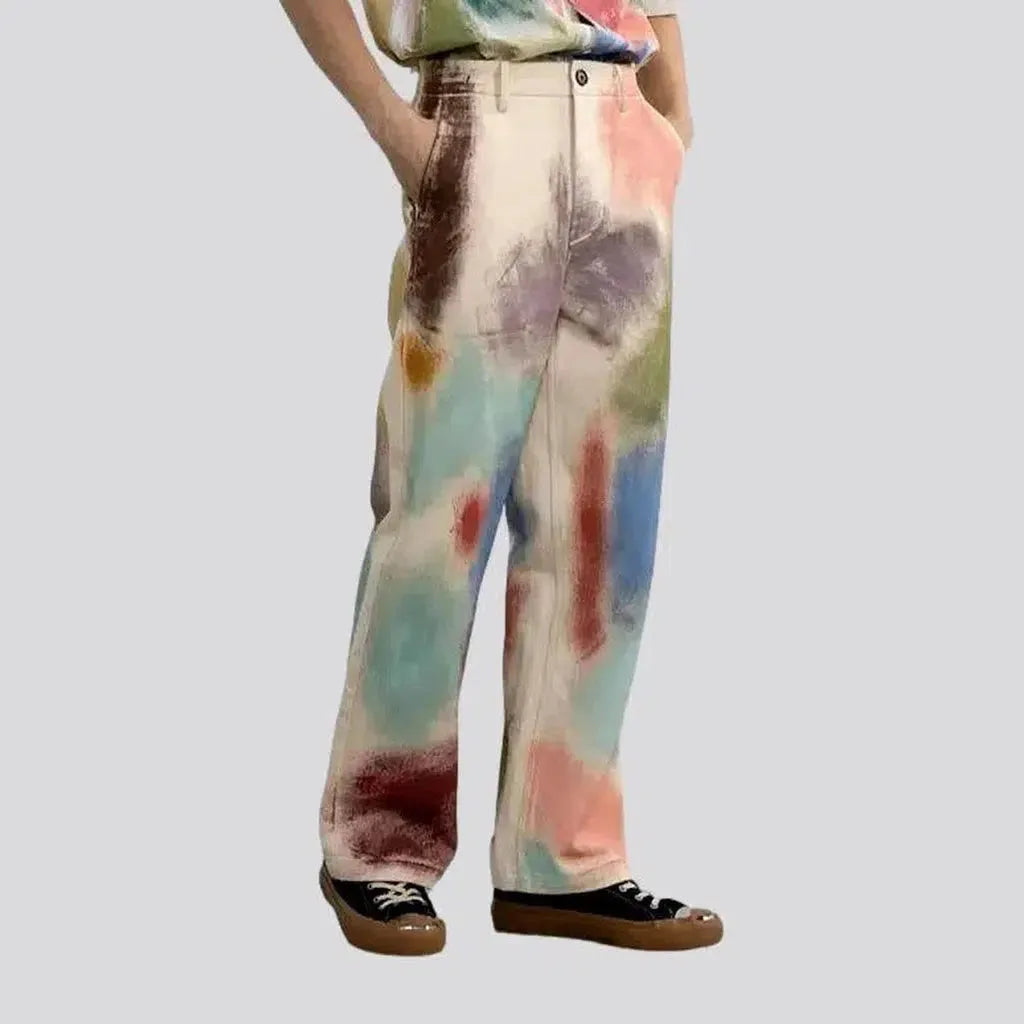 Elegant and comfortable women’s fashion wear   Painted denim pants
 for women