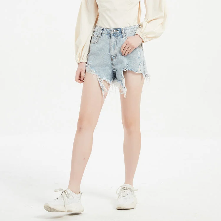 Dress to impress with elegant women’s wear   Summer High Waist Ripped Cutout Design Hot Pants Wholesale Denim Shorts