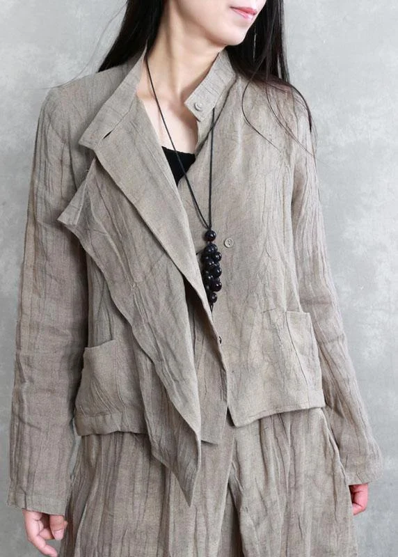 Iconic women’s outfits that never go out of style Street Khaki Asymmetrical Design PeterPan Collar Button Fall Coat Long Sleeve Iconic women’s outfits that never go out of style Street Khaki Asymmetrical Design PeterPan Collar Button Fall Coat Long Sleeve