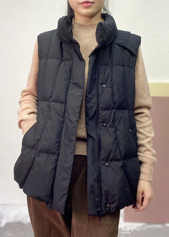 Latest fashion trends for modern women Style Black Stand Collar Zip Up Thick Duck Down Puffer Vests Winter Latest fashion trends for modern women Style Black Stand Collar Zip Up Thick Duck Down Puffer Vests Winter