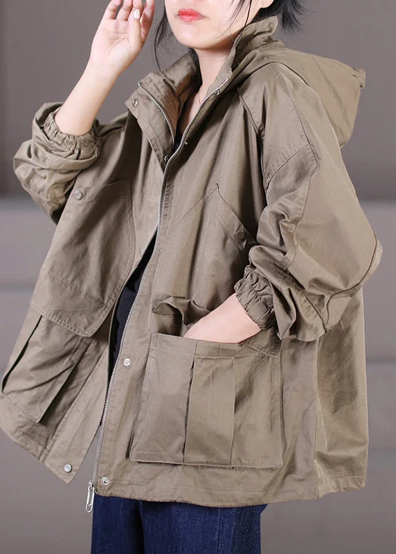 Effortlessly chic fashion for today’s woman Style Chocolate Stand Collar Zippered Patchwork Button Pockets Hooded Coats Long Sleeve Effortlessly chic fashion for today’s woman Style Chocolate Stand Collar Zippered Patchwork Button Pockets Hooded Coats Long Sleeve
