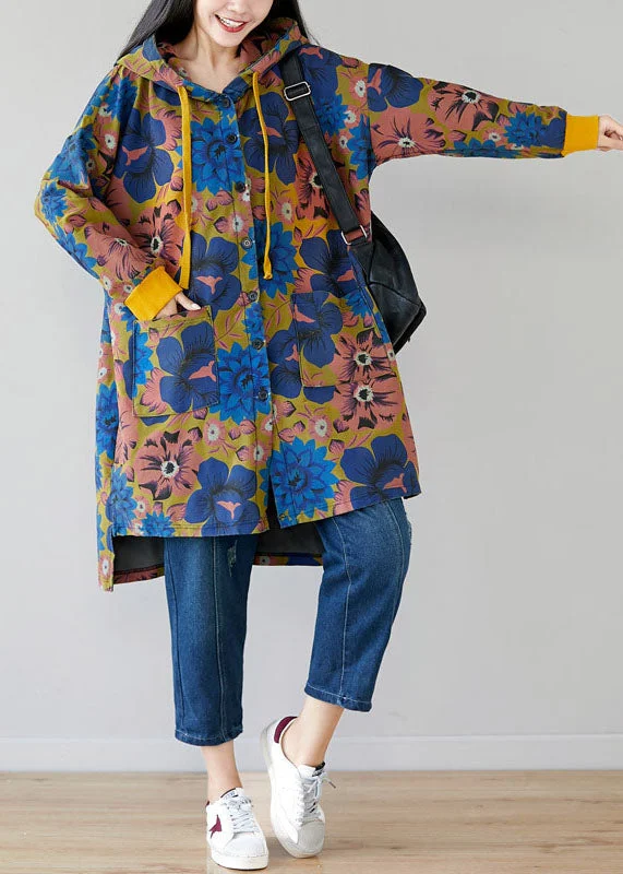 Chic for every occasion and style   Style Colorblock Hooded Print Cotton Coat Spring