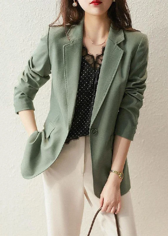 Stylish clothing designed to flatter every woman Style Green Notched Button Patchwork Spandex Coat Fall Stylish clothing designed to flatter every woman Style Green Notched Button Patchwork Spandex Coat Fall