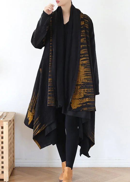 Chic, modern fashion for empowered women Style Yellow Asymmetrical Print Streetwear Trench Coats Long Sleeve Chic, modern fashion for empowered women Style Yellow Asymmetrical Print Streetwear Trench Coats Long Sleeve