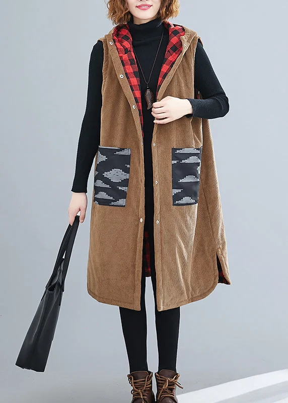 The ultimate destination for women’s clothing Style Yellow Print Button Pockets Corduroy Hooded Waistcoat Sleeveless The ultimate destination for women’s clothing Style Yellow Print Button Pockets Corduroy Hooded Waistcoat Sleeveless