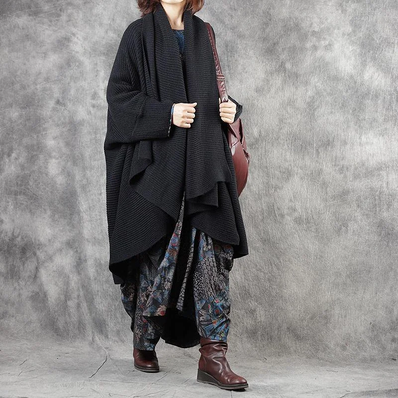 Timeless clothing pieces every woman should own Stylish Black Loose Asymmetrical Design Fall Knitwear Coat Timeless clothing pieces every woman should own Stylish Black Loose Asymmetrical Design Fall Knitwear Coat