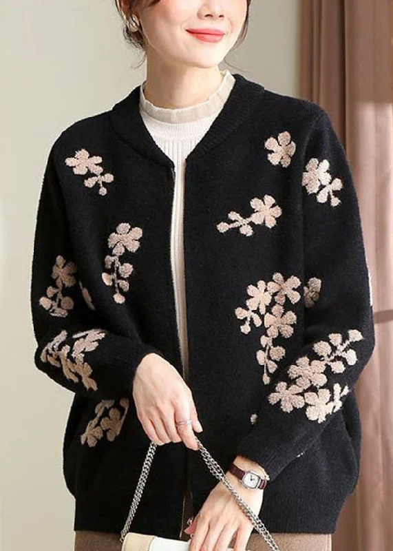 Premium quality women’s clothing at affordable prices Stylish Black O-Neck Embroideried Teddy Knitted Coat Long Sleeve Premium quality women’s clothing at affordable prices Stylish Black O-Neck Embroideried Teddy Knitted Coat Long Sleeve