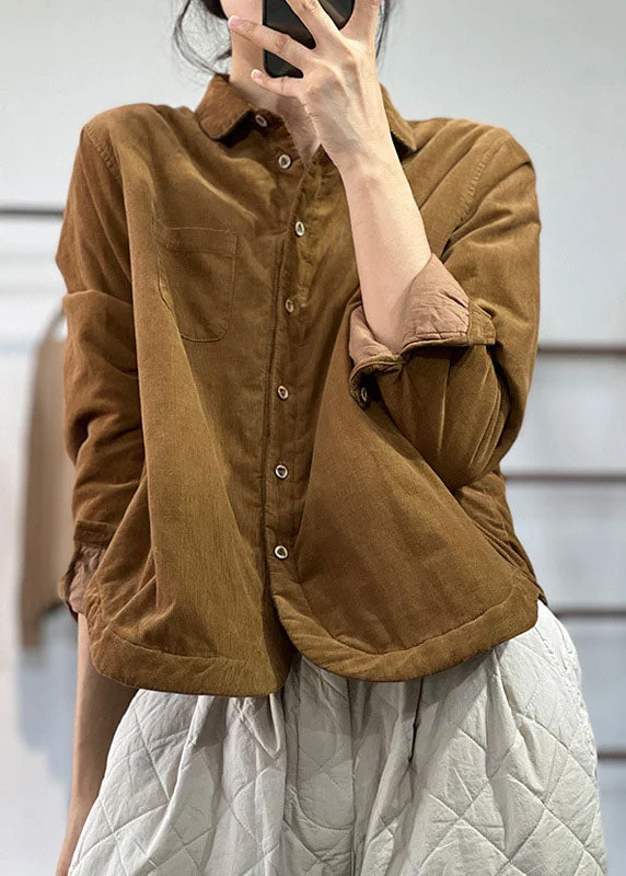 Designer-inspired women’s fashion at affordable prices Stylish Chocolate Peter Pan Collar Pockets Contton Filled Corduroy Coats Winter Designer-inspired women’s fashion at affordable prices Stylish Chocolate Peter Pan Collar Pockets Contton Filled Corduroy Coats Winter