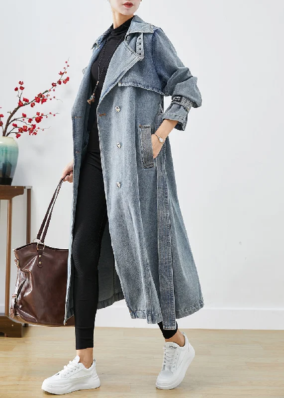 Curated collections of sophisticated women’s wear Stylish Light Blue Double Breast Oversized Denim Trench Coats Fall Curated collections of sophisticated women’s wear Stylish Light Blue Double Breast Oversized Denim Trench Coats Fall