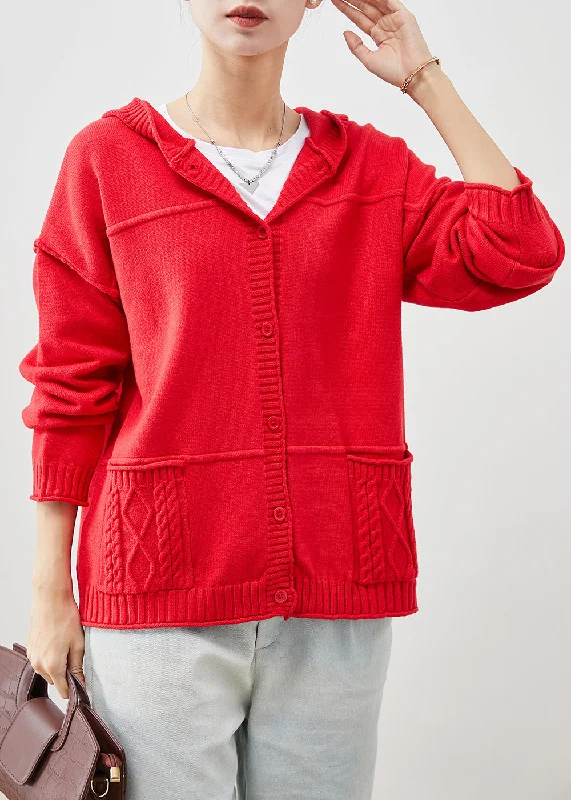 Fashionable women’s clothing that makes you shine Stylish Red Hooded Pockets Knit Cardigans Spring Fashionable women’s clothing that makes you shine Stylish Red Hooded Pockets Knit Cardigans Spring