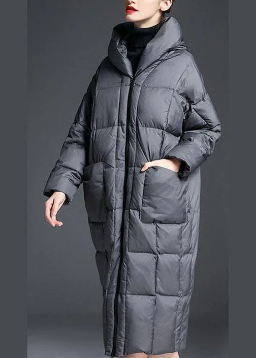 Sleek and sophisticated fashion for modern women Trendy Grey zippered Warm Thick Winter Duck Down down coat Sleek and sophisticated fashion for modern women Trendy Grey zippered Warm Thick Winter Duck Down down coat