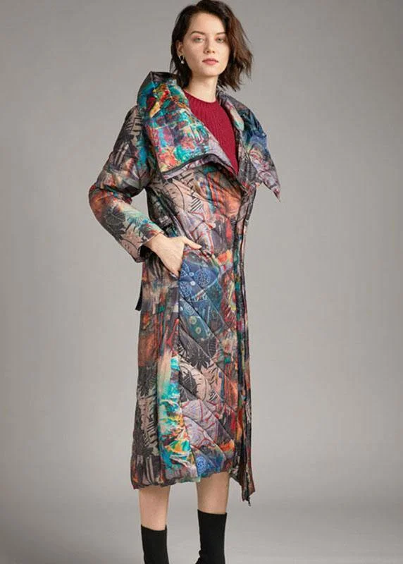 Uncover unique pieces for your perfect wardrobe Trendy tie waist slim fit long Print Winter Duck Down down coat Uncover unique pieces for your perfect wardrobe Trendy tie waist slim fit long Print Winter Duck Down down coat