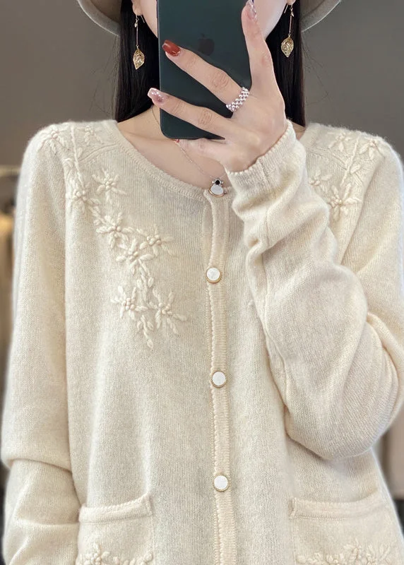 Clothing that’s as bold as you are Unique Beige Floral Button Cashmere Knit Cardigan Long Sleeve Clothing that’s as bold as you are Unique Beige Floral Button Cashmere Knit Cardigan Long Sleeve