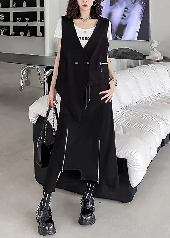 The ultimate guide to stylish women’s fashion Unique Black Asymmetrical Patchwork Waistcoat And Skirts Cotton Two Pieces Set Sleeveless The ultimate guide to stylish women’s fashion Unique Black Asymmetrical Patchwork Waistcoat And Skirts Cotton Two Pieces Set Sleeveless