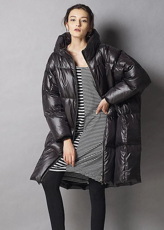 Affordable fashion that looks high-end Unique Black hooded zippered Casual Winter Duck Down Thick down coat Affordable fashion that looks high-end Unique Black hooded zippered Casual Winter Duck Down Thick down coat