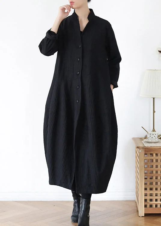 Perfect fashion pieces for the busy woman Unique Black V Neck Pockets Linen Trench Coats Long Sleeve Perfect fashion pieces for the busy woman Unique Black V Neck Pockets Linen Trench Coats Long Sleeve