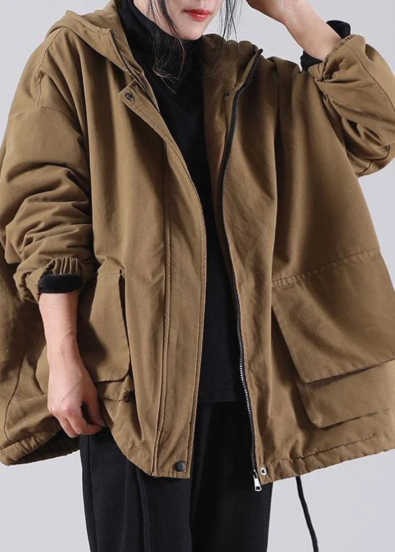Refresh your closet with chic and comfy styles Unique Khaki Hooded drawstring Warm Fleece Jacket In Winter Winter Refresh your closet with chic and comfy styles Unique Khaki Hooded drawstring Warm Fleece Jacket In Winter Winter