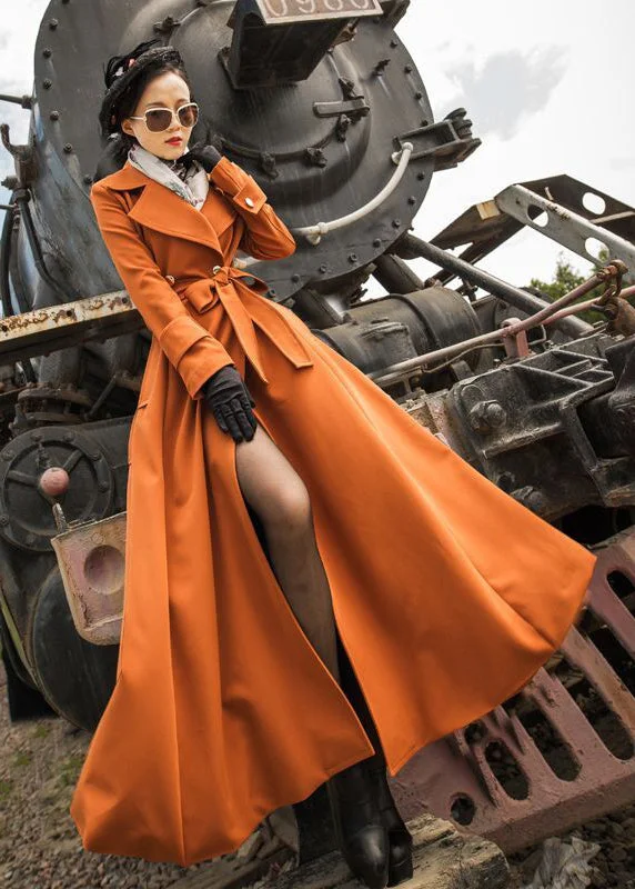 Fashionable clothing that fits every occasion Unique Orange Silm Fit Double Breast Cotton Coat Outwear Spring Fashionable clothing that fits every occasion Unique Orange Silm Fit Double Breast Cotton Coat Outwear Spring