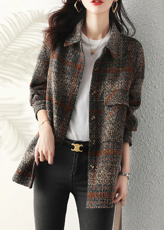 Refresh your wardrobe with high-quality women’s fashion Unique Peter Pan Collar Plaid Button Thick Coat Long Sleeve Refresh your wardrobe with high-quality women’s fashion Unique Peter Pan Collar Plaid Button Thick Coat Long Sleeve