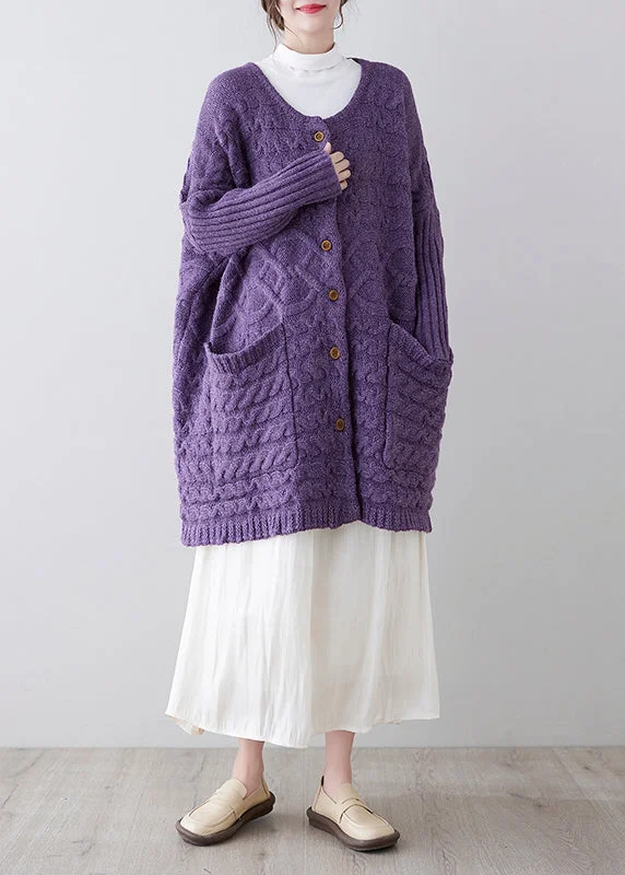 Chic, modern looks for the stylish woman Unique Purple O-Neck Pockets Cozy Knit Cardigan Spring Chic, modern looks for the stylish woman Unique Purple O-Neck Pockets Cozy Knit Cardigan Spring