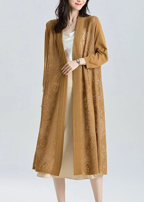 Sporty-chic women’s apparel for active lifestyles Unique Yellow V Neck Embroideried Patchwork Thin Ice Size Long Knit Cardigan Summer Sporty-chic women’s apparel for active lifestyles Unique Yellow V Neck Embroideried Patchwork Thin Ice Size Long Knit Cardigan Summer