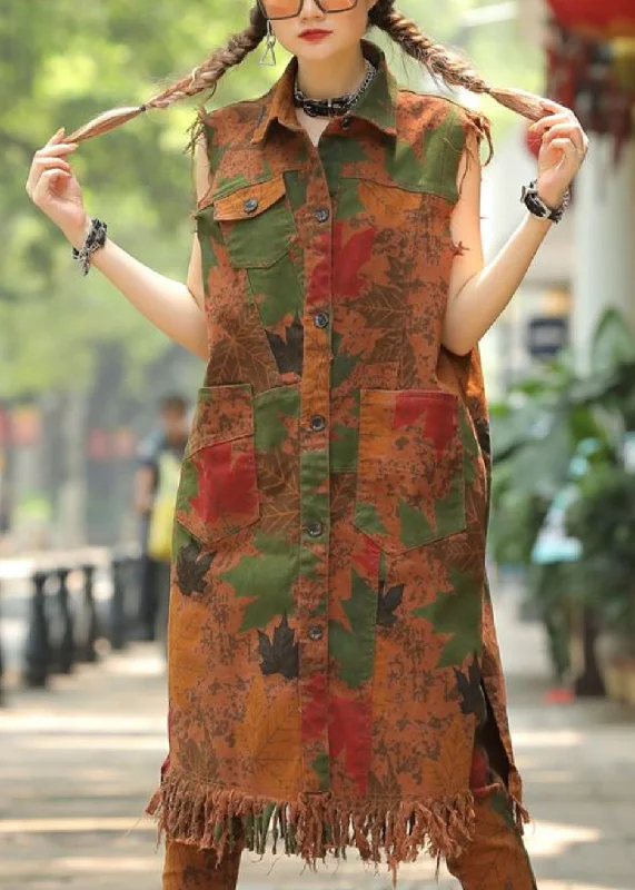 Express your style with fashionable women’s clothing Vintage Army Green Peter Pan Collar Print Pockets Tassel Waistcoat Fall Express your style with fashionable women’s clothing Vintage Army Green Peter Pan Collar Print Pockets Tassel Waistcoat Fall