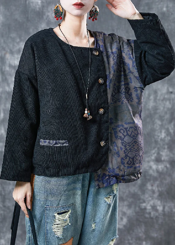 Trendy women’s clothing Vintage Black Asymmetrical Patchwork Fine Cotton Filled Coats Winter Trendy women’s clothing Vintage Black Asymmetrical Patchwork Fine Cotton Filled Coats Winter