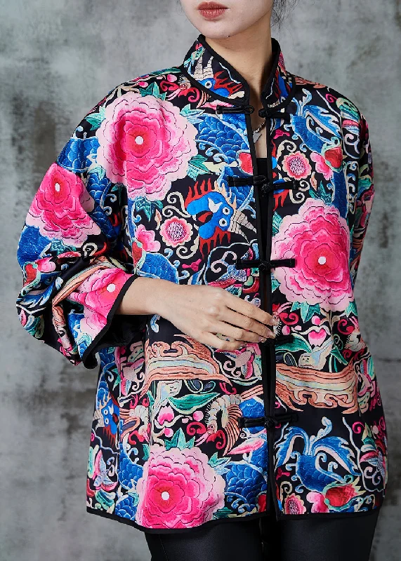 High-fashion styles at affordable prices Vintage Black Embroidered Silk Chinese Style Coats Spring High-fashion styles at affordable prices Vintage Black Embroidered Silk Chinese Style Coats Spring