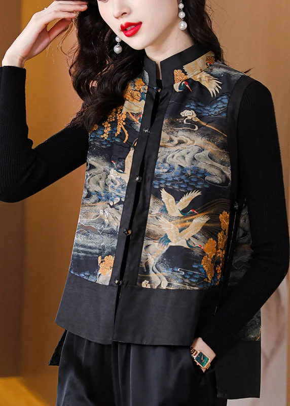Find your perfect fit with stylish women’s clothing Vintage Black Stand Collar Print Button Velour Waistcoat Spring Find your perfect fit with stylish women’s clothing Vintage Black Stand Collar Print Button Velour Waistcoat Spring