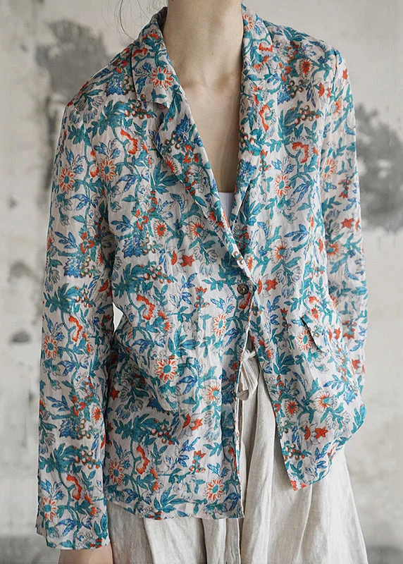 Modern fashion pieces designed for all women Vintage Blue Button Print Patchwork Cotton Coats Fall Modern fashion pieces designed for all women Vintage Blue Button Print Patchwork Cotton Coats Fall