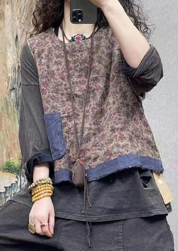 Trendy women’s clothing with a modern twist Vintage Blue O-Neck Print Pockets Linen Waistcoat Sleeveless Trendy women’s clothing with a modern twist Vintage Blue O-Neck Print Pockets Linen Waistcoat Sleeveless