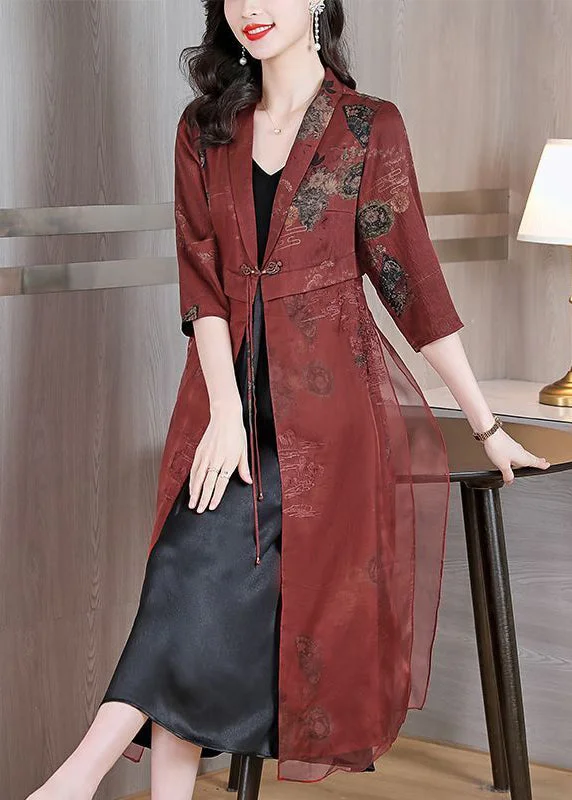 Refresh your wardrobe with stylish women’s outfits Vintage Brick Red Embroideried Silk Cardigans Bracelet Sleeve Refresh your wardrobe with stylish women’s outfits Vintage Brick Red Embroideried Silk Cardigans Bracelet Sleeve
