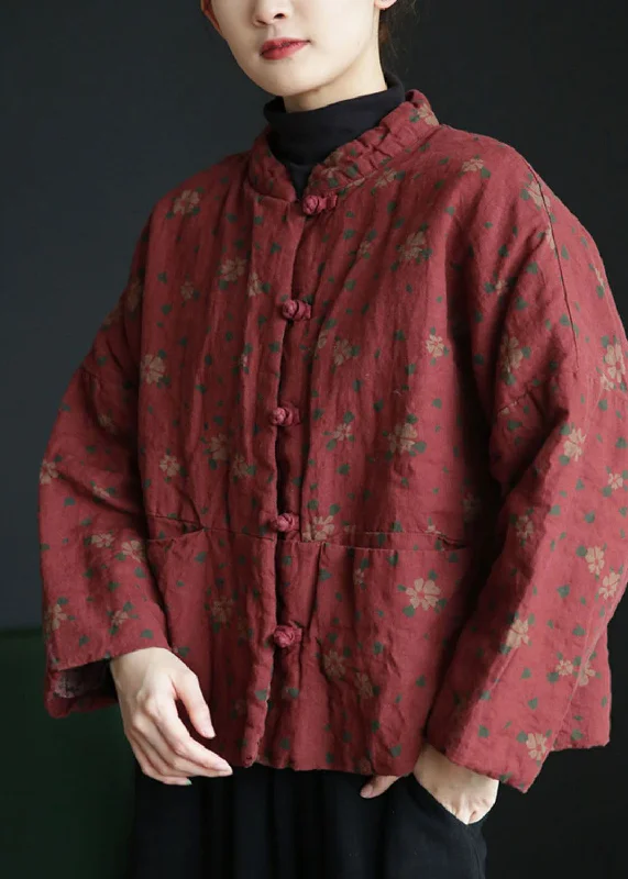 Discover the latest trends in women’s fashion Vintage Brick Red Stand Collar Print Cotton Filled Jackets Winter Discover the latest trends in women’s fashion Vintage Brick Red Stand Collar Print Cotton Filled Jackets Winter
